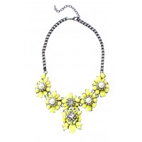 Mireya Neon Yellow Stone Burst Cluster Necklace